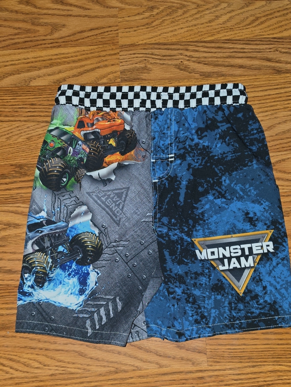 Monster Jam Boys' Blue & Gray Monster Truck Swim Trunks